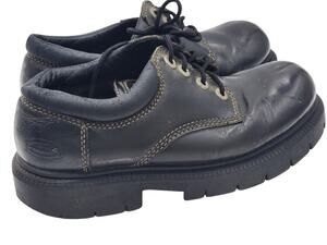 Skechers Leather Shoes Lace Up Mens 8 Rugged Lug Sole Work Casual SN6790 Oxford
